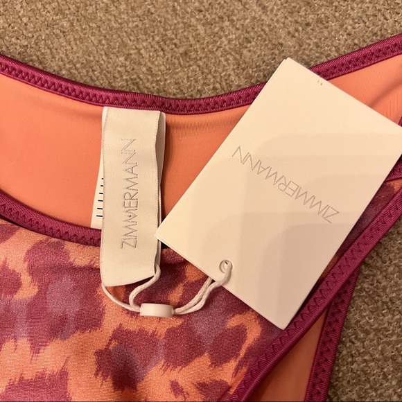 Zimmermann Teddy Frill Pink Leopard Bikini Bottom NWT Size 4/6 - Picture 6 of 13